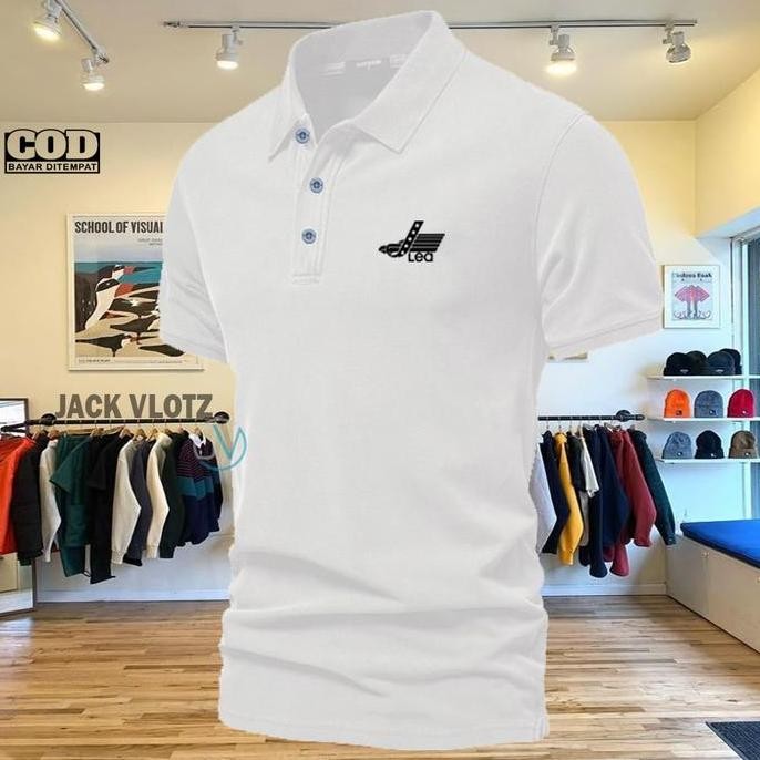 Tersedia COD T-shrit POLO kerah Lea Text Hitam Kaos Kerah Dewasa Shirt / Kaos Wangki Pria Polo / Kao