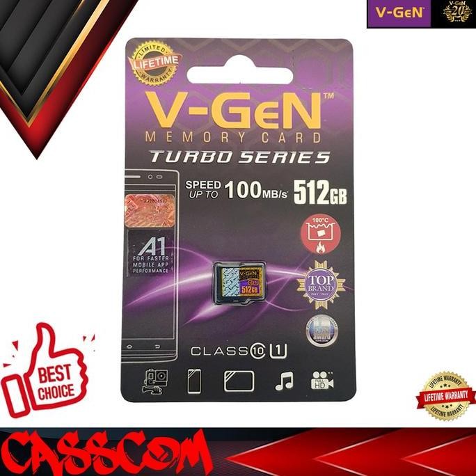 Micro Sd Vgen Turbo 512Gb Class 10 Memory Card Microsd V-Gen 512 Gb New Stok