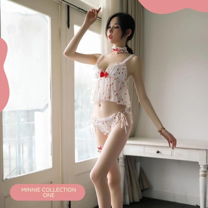SET PIYAMA MOTIF STRAWBERRY PITA MODEL BIKINI - BAJU TIDUR LUCU S11 BERKUALITAS TINGGI