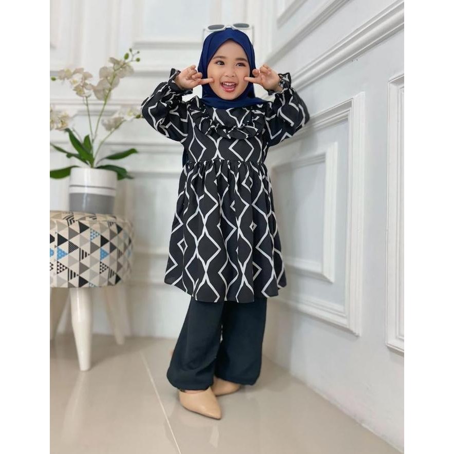 Tersedia ONE SET Anak Perempuan Rayon Mix Crinkle / Celana Panjang Kekinian