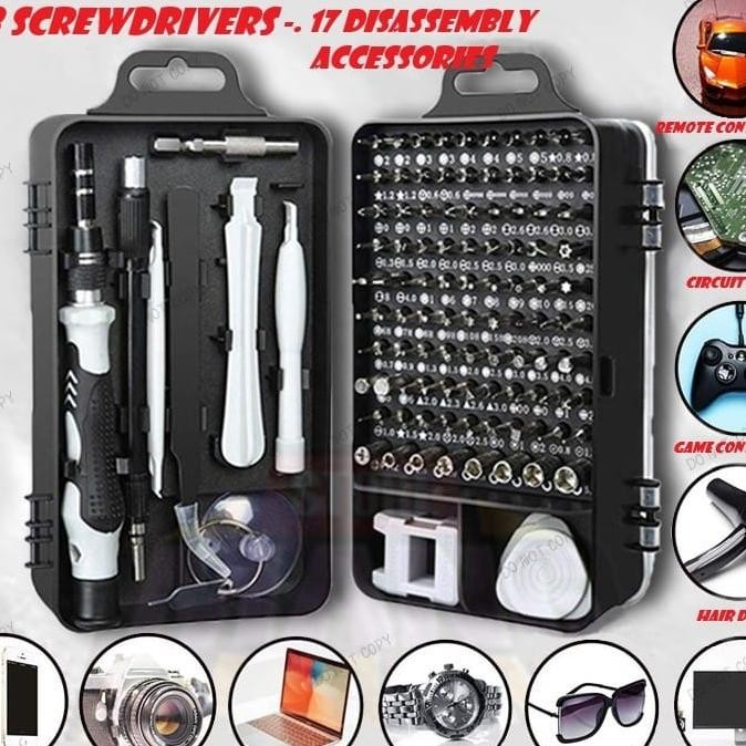 Obeng 115 In 1 Full Set Obeng Service Komputer Laptop Service Obeng 115 In 1