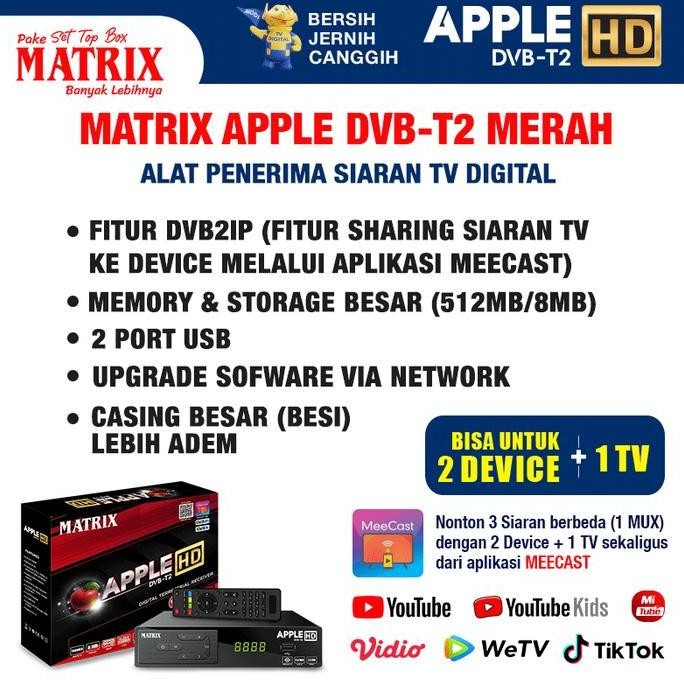 Set Top Box Tv Digital Matrix Apple Merah Dvbt2 / Set Top Box Untuk Tv Tabung / Stb Tv Box Digital M