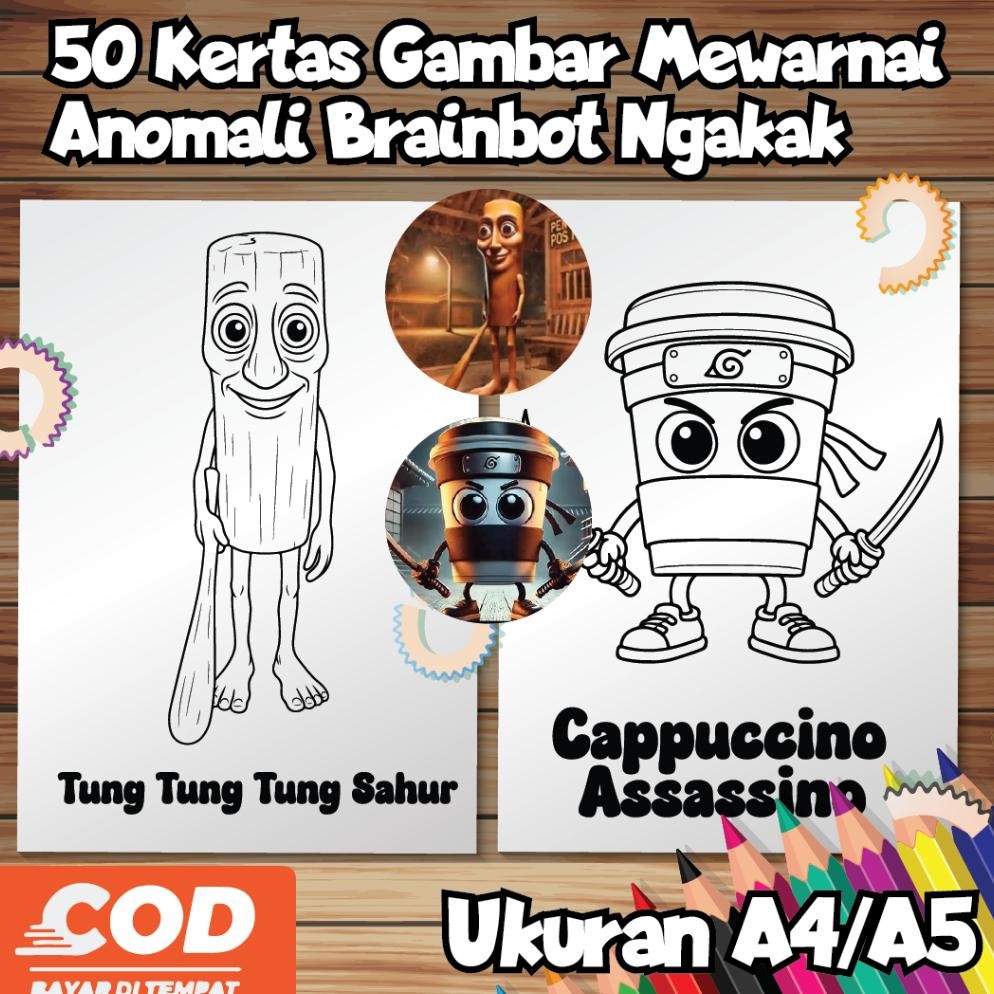 

50 Kertas Gambar Mewarnai Anomali Brainrot Atau Anomali Meme Brainrot Kesukaan Anak / Kertas Ukuran A4, A5 / Cocok Untuk Aktifitas Anak Dirumah