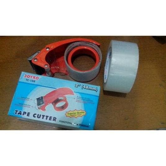 

paket lakban & alat potong lakban (bahan metal) tape cutter ukuran 2" murah