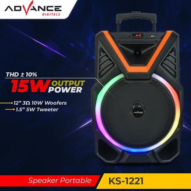 Murah Smart HomeAdvance Speaker Bluetooth Karaoke Tws 12Inch+2Xmic Wireless Ks1221