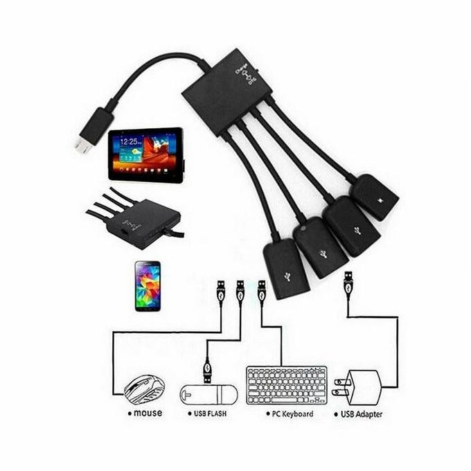 ready 4in1 Micro USB Hub Charge Kabel Otg Micro 3 Port USB Female