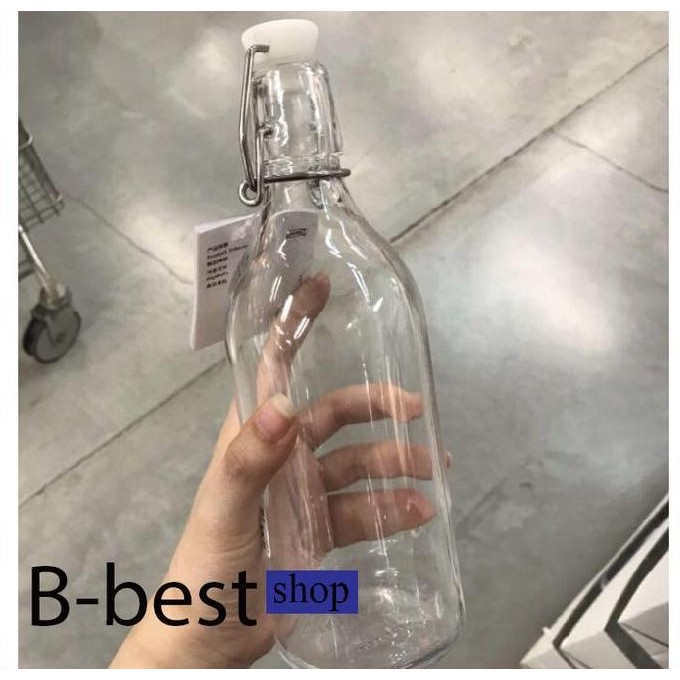 (BestPrice) Botol kaca bening dengan penutup / BOTOL BELING 1 liter & 0,5 liter