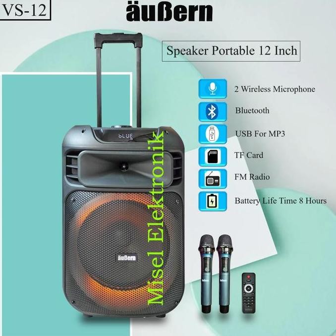 Promo Speaker Portable 12 Inch Aubern Vs-12 Bluetooth Original