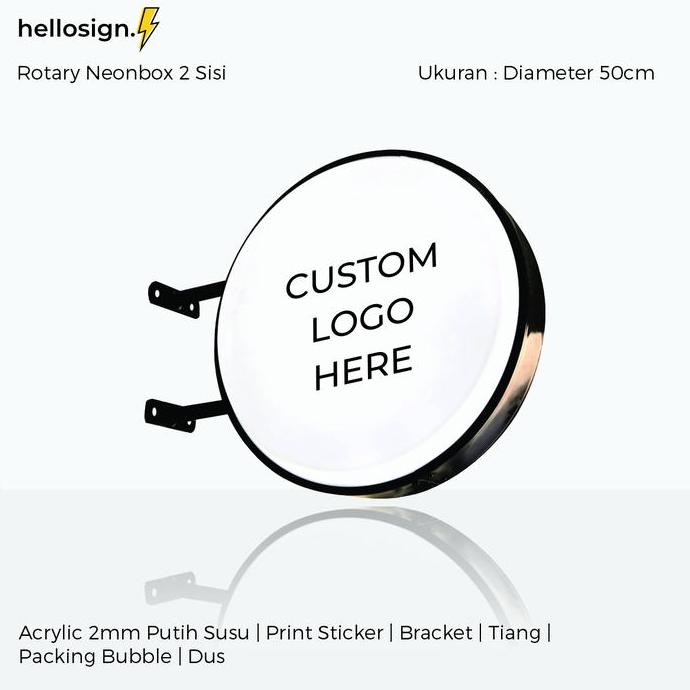 Promo Neon Box Bulat 2 Sisi | Neon Box Sticker + Lampu Led | Neon Box Custom