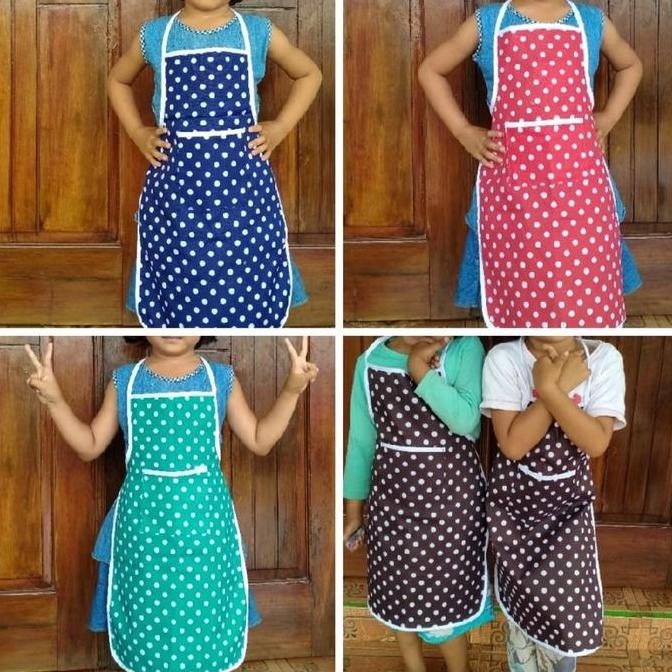 (Expert) Celemek anak TK,SD apron anak Polkadot perempuan laki-laki/celmek anak perempuan laki-laki