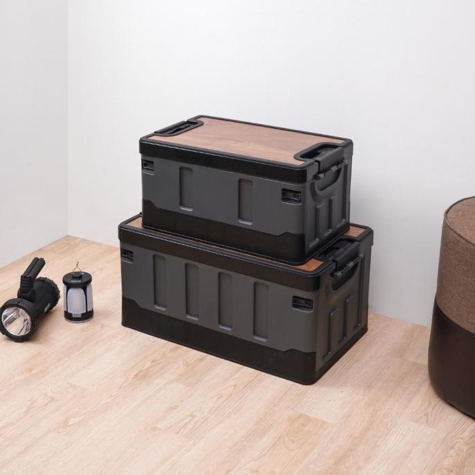 

Terlaris Azko Maxbuilt Kotak Penyimpanan Lipat - Hitam/Abu-Abu Wadah Kotak Simpan Serbaguna Foldable Storage Box Dengan Handle Boks Organizer