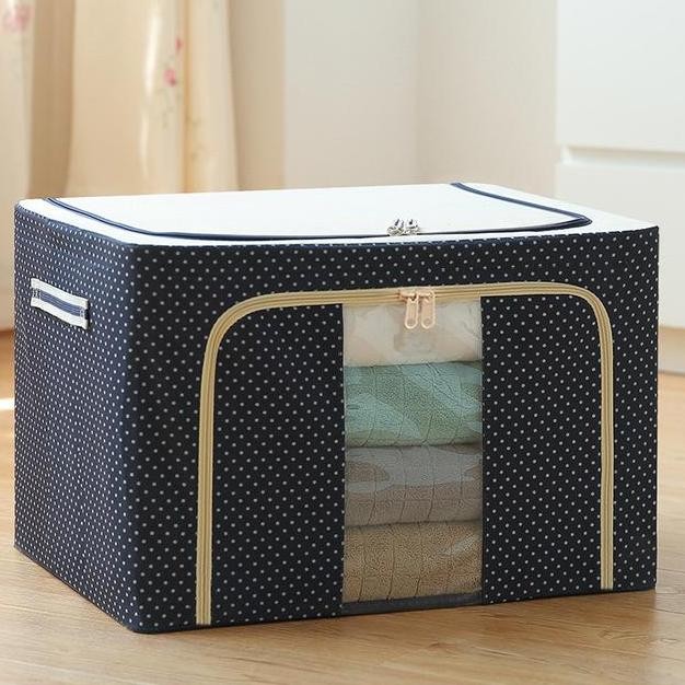 

Terlaris Storage Box Multifungsi Frame Baja Double Zipper 72L Baju Penyimpanan