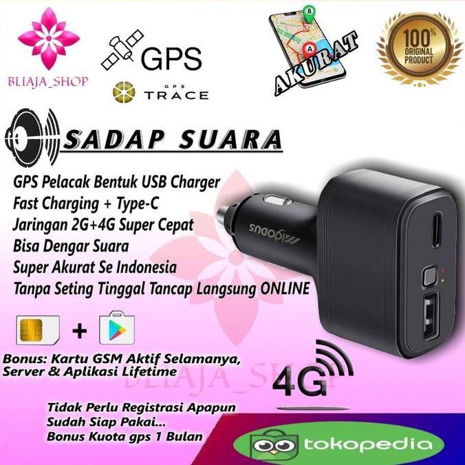 TERLARIS - Gps Mobil Pelacak Tracker Mini Sadap Suara Car Charger Anti Maling