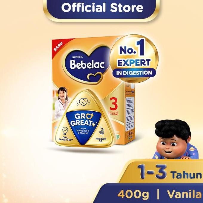 

Bebelac 3 Vanila Susu Pertumbuhan Bubuk 400 GR