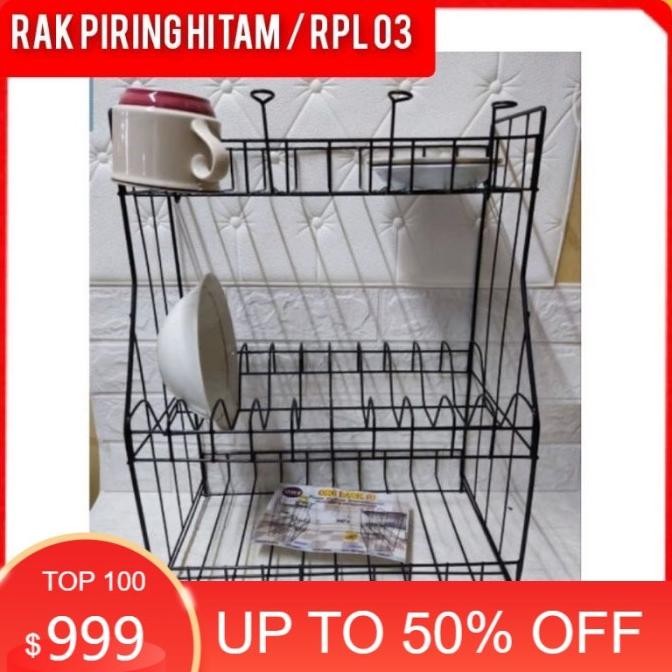 [Expert] RPL 03 HITAM / RAK PIRING SUSUN 3 ANTI KARAT / rak kawat susun 3 / rak piring RPL 03 / rak 