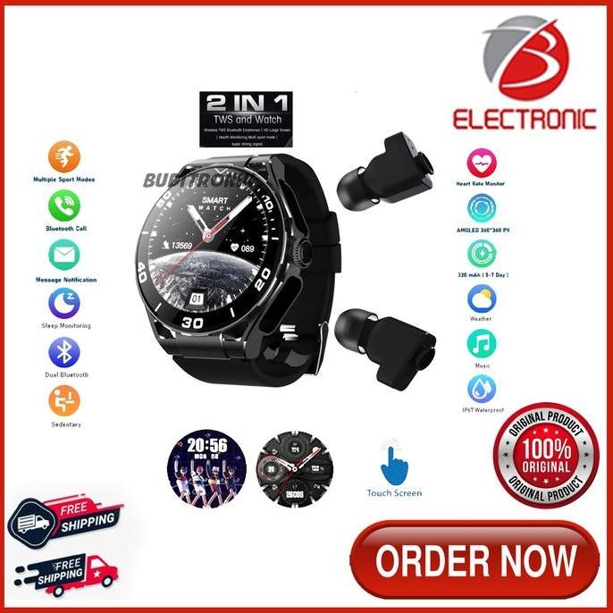 Smartwatch Touchscreen Waterproof Plus Headset Tws / Jam Pintar