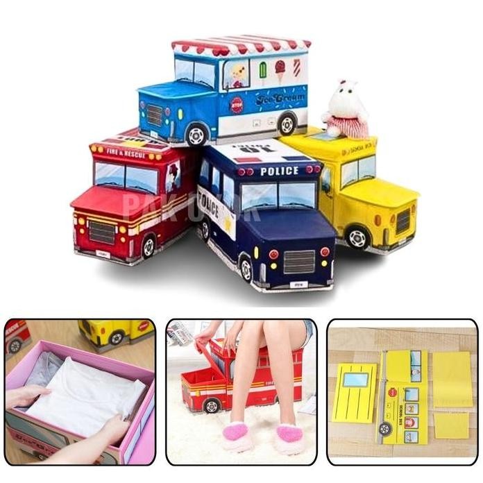 

Terlaris Storage Box Bus Cartoon Jumbo / Box Mainan / Kotak Mainan Box Organizer / Kursi Box Serbaguna
