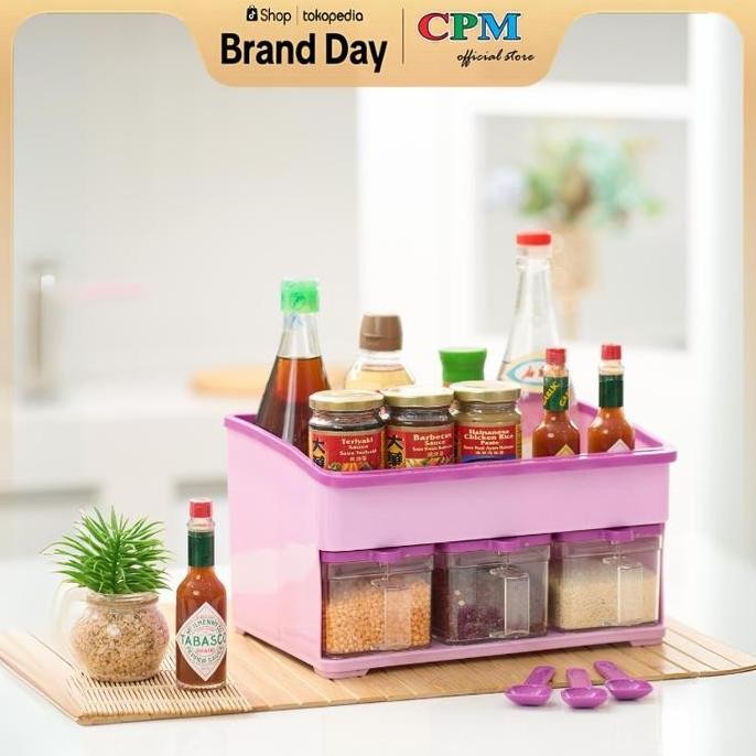 

Terlaris Cpm Hazel Spice Rack Ss1 Organizer Rack With Brown Box/Rak Bumbu 1 Susun ( Ungu )