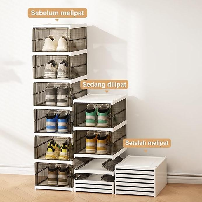 

Terlaris [Cod] Kotak Sepatu Lipat Super Ace Penyimpanan 6 Lapis Rak Sepatu Transparan Anti Oksidasi Coklat Hitam Abu-Abu Putih Kotak Sepatu Kontener Tempat Gelas Tertutup Tempat Dalaman