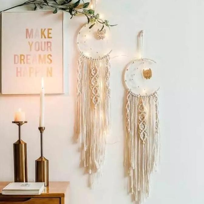 (Expert) Macrame dream catcher - Hiasan dinding aesthetic - Dekorasi kamar  - Pajangan ruang tamu Be