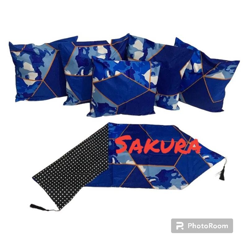 SATU SET 5 SARUNG BANTAL SOFA +1 TAPLAK MEJA untuk sofa ruang tamu