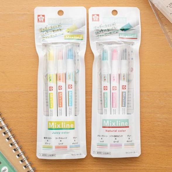 

Sakura Mixline Highlighter Underliner Double Sided Natural Juicy Colors Penanda Warna Fine Marker