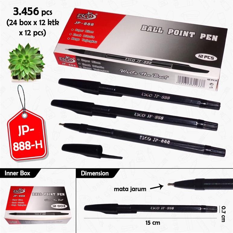 

GROSIR 1gross(12lsn) ESCO pen JP888 Hitam // Pen Hitam // Pen murah