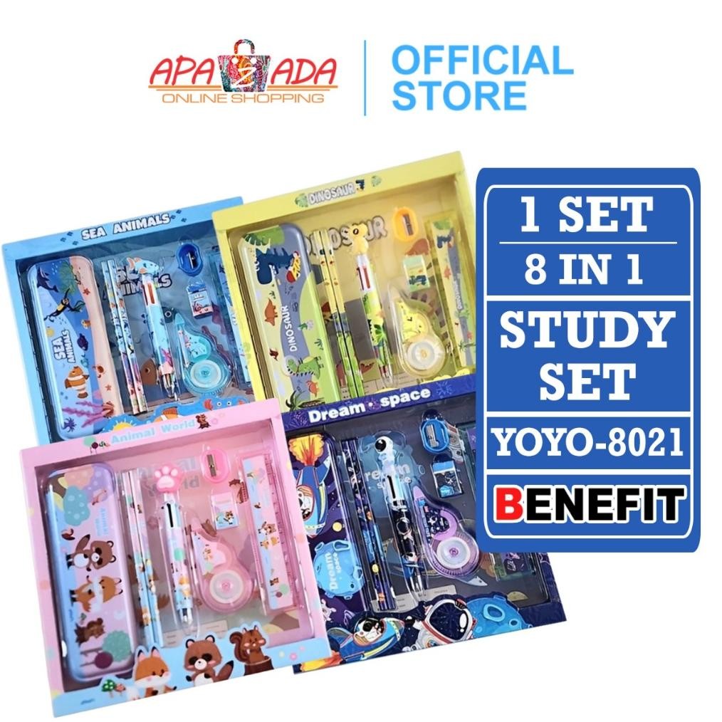 

Apazada - Stationery Set Isi 8 / Study Set YOYO-8021 / Set Perlengkapan Alat Tulis 8 in 1