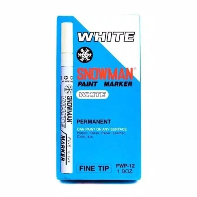 spidol putih fine tip 1pack 12pcs ukuran kecil / paint marker snowman fwp-12 original