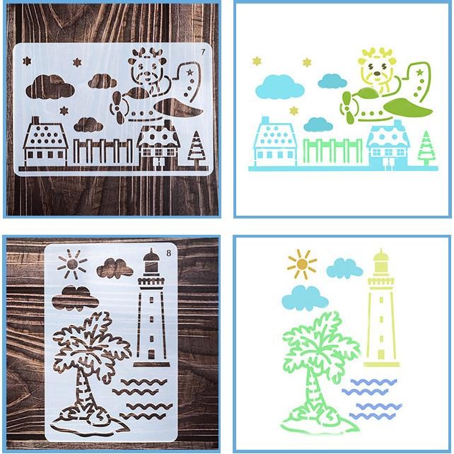 

[Jual Murah] Stensil Gambar Anak 12pcs Ukuran 14x20cm - Alat Menggambar Anak TK SD / Template Menggambar Kreatif AST