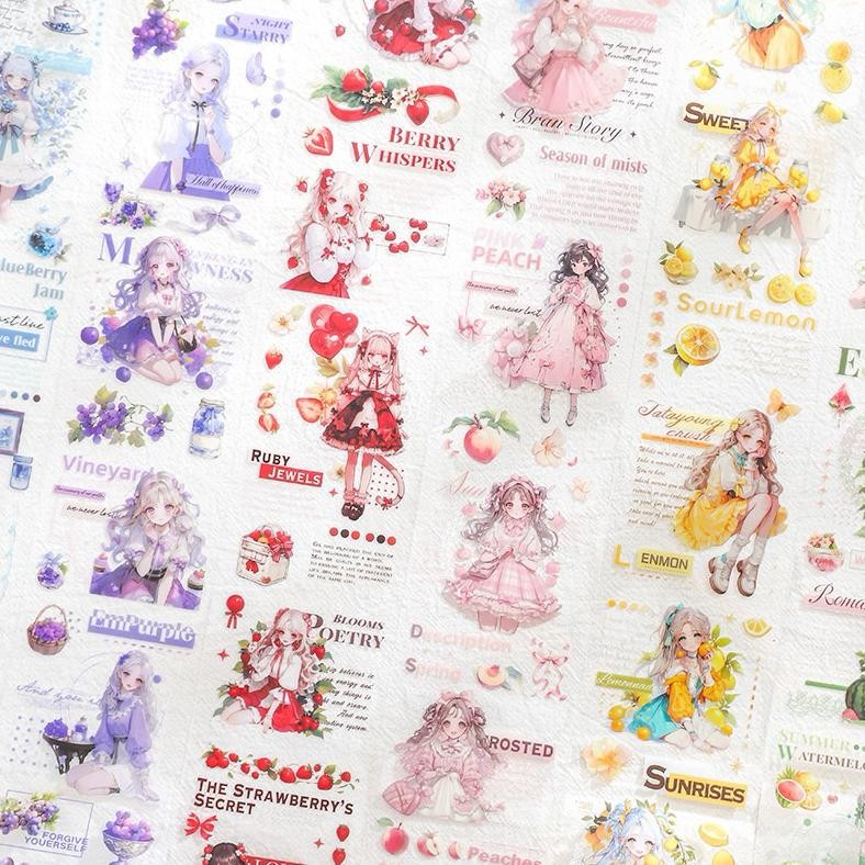 

(5C) washi tape selotip transparan perempuan cute lucu cantik anime cartoon kartun girl buah fruit AST