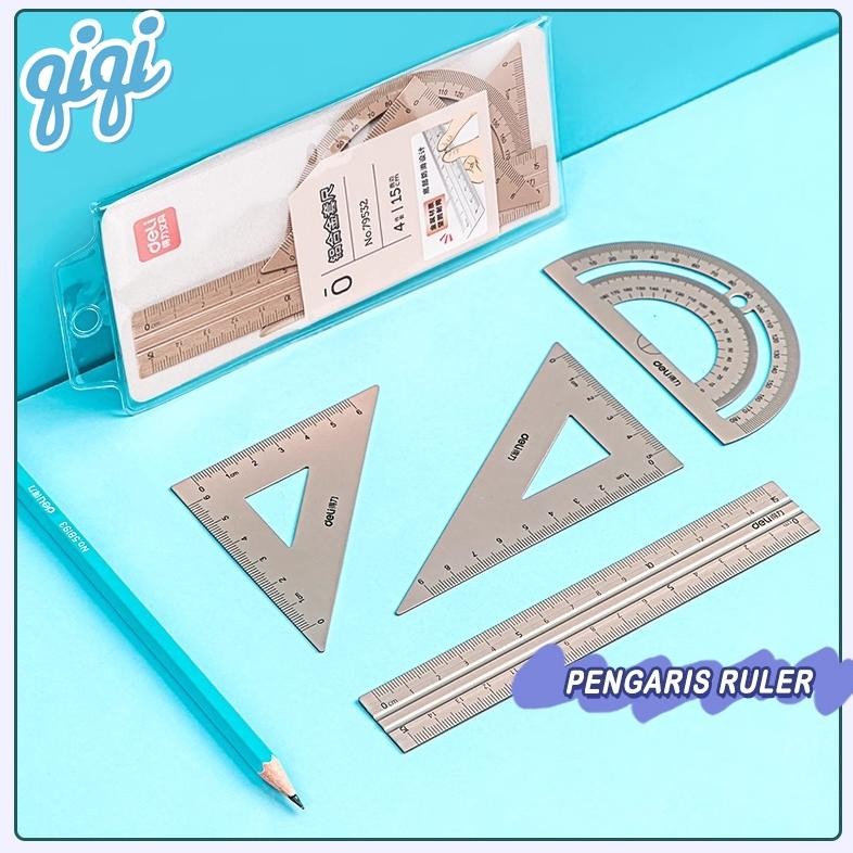 

PENGARIS RULER ALUMUNIUM GEOMETRY DRAWING/penggaris Mengatur - Qiqi Treasure AST
