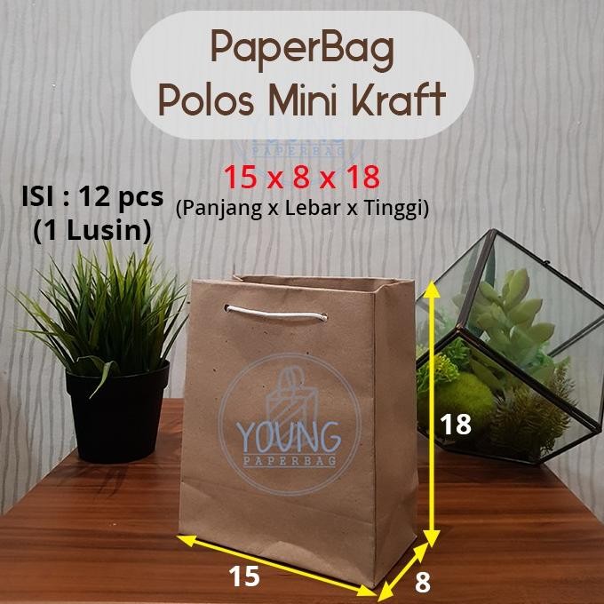 

Qv21 Paper Bag / Tas Kertas Mini Polos Uk.15X8X18 (1 Lusin (12Pcs))