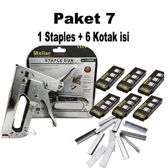 

Staple Tembak Tacker Staples Gun Stepler Hekter mollar 3in1 jok kulit kardus dengan Isi Staples AST