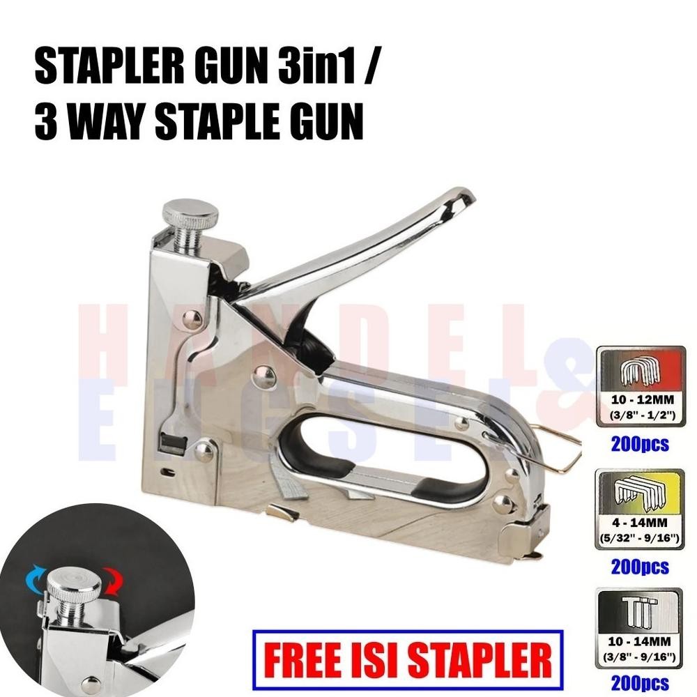 

Staple Gun Tembak Tacker 3 Way Staples Gun Staples Stepler Hekter 3in1 AST
