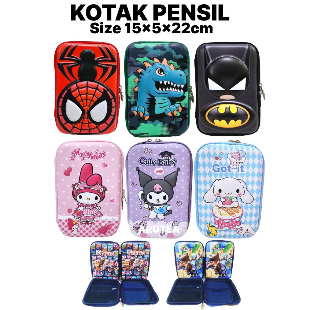 

Arutea - Tempat Pensil Anak Waterproof Motif Timbul Spiderman & Batman AST