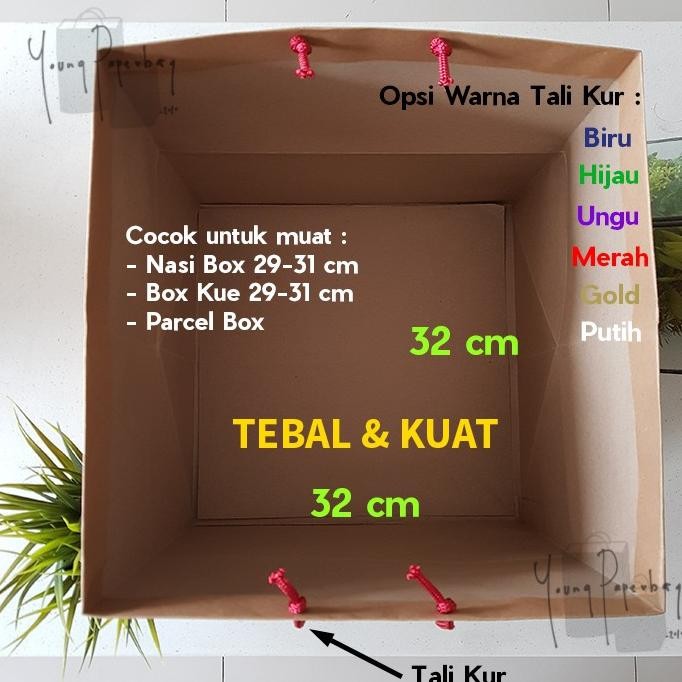 

Terlaris! [220Gsm] Paper Bag Kue/Cake/Nasi/Bento Box Polos Kraf Coklat Tebal 32 X 32 X 30 (1 Lusin)
