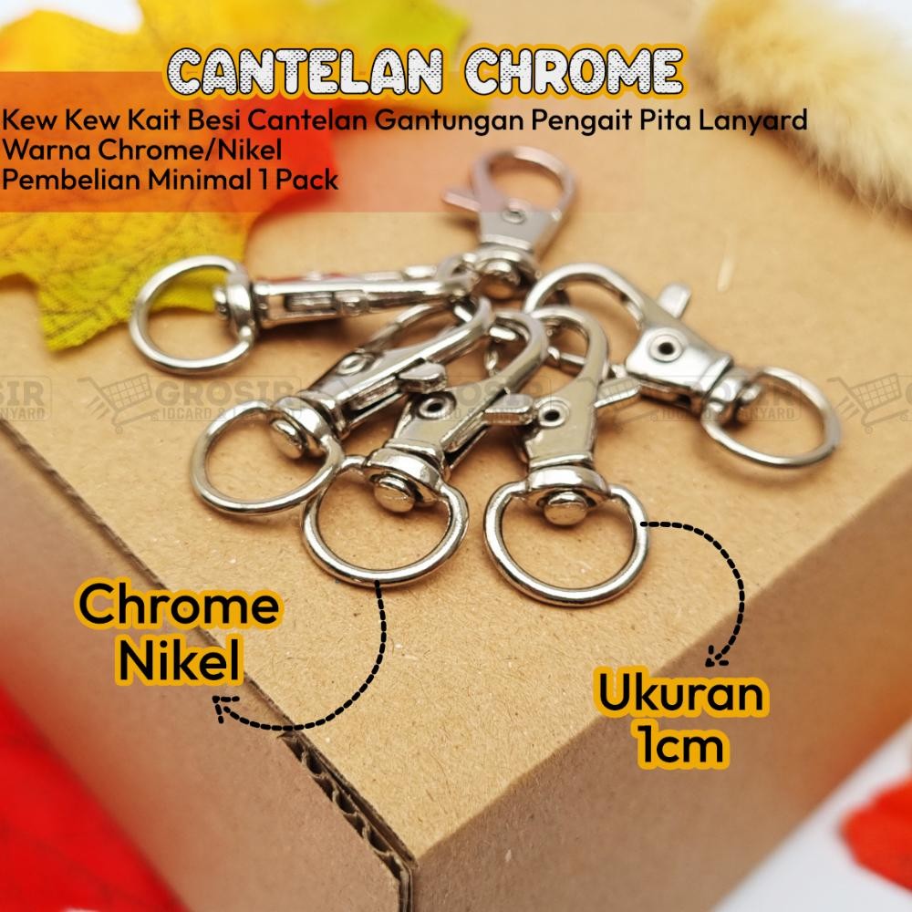 

CANTELAN CHROME / Kew Kew Kait Besi Cantelan Gantungan Pengait Pita Lanyard Id Name Card Ukuran 1cm AST
