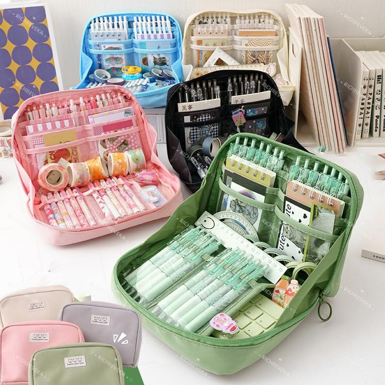 

12 Layer Tas Tempat Pensil Case Pouch Anak Sekolah Transparan Kapasitas Besar Stationery Kantor A020 AST