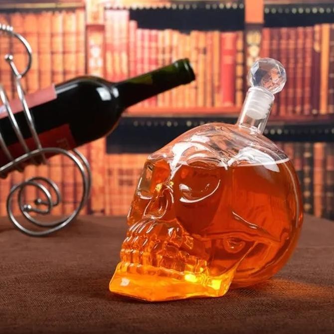 BOTOL TEKO KACA BARTENDER MODEL CRYSTAL HEAD SKULL TENGKORAK 750 ML ORIGINAL DAN TERPERCAYA