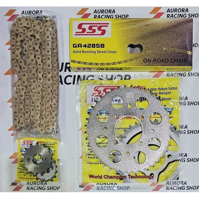 Gear Set SSS 428 Satria FU Old / Barong & Rantai SSS 428 SB Gold