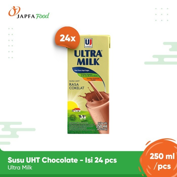

Ultra Milk UHT Chocolate 250ml - Isi 24 pcs / 1 Karton
