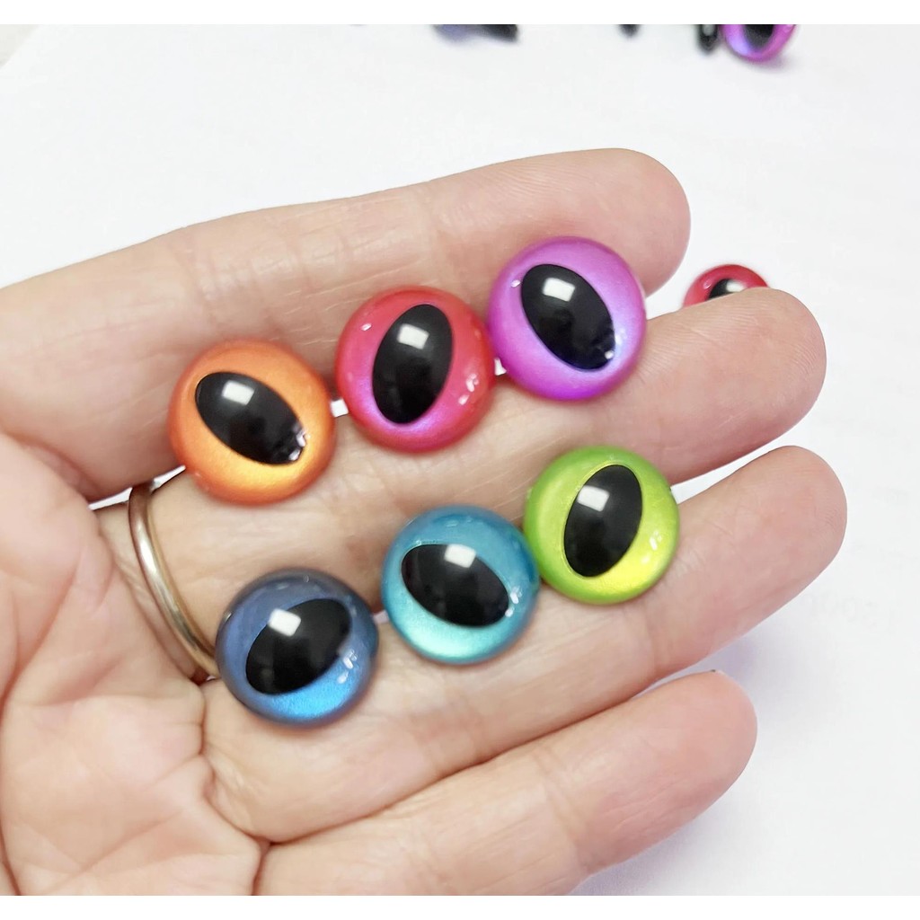 

60pcs 7.5mm 9 10.5 12 13.5 15 16 18 21 24mm handpaint pearl color smooth stem toy cat eyes with meteal washer 6colors option