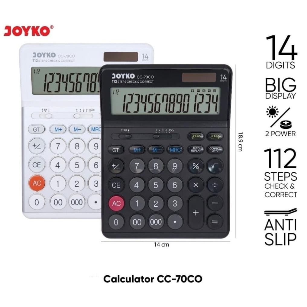 

JOYKO CC-70CO CHECK & CORRECT CALCULATOR - Kalkulator Meja BIG DISPLAY CEK ULANG AST