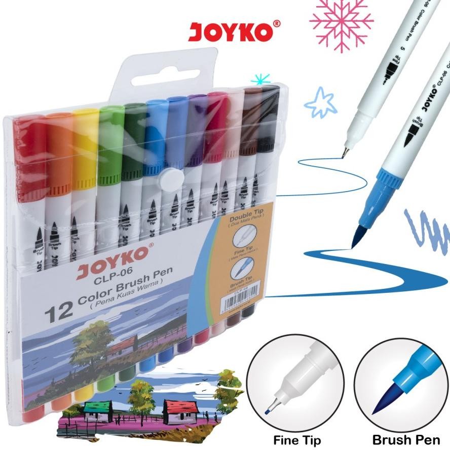 

Colour Brush Pen / Pena Kuas Warna Joyko CLP-06 / 12 Warna AST