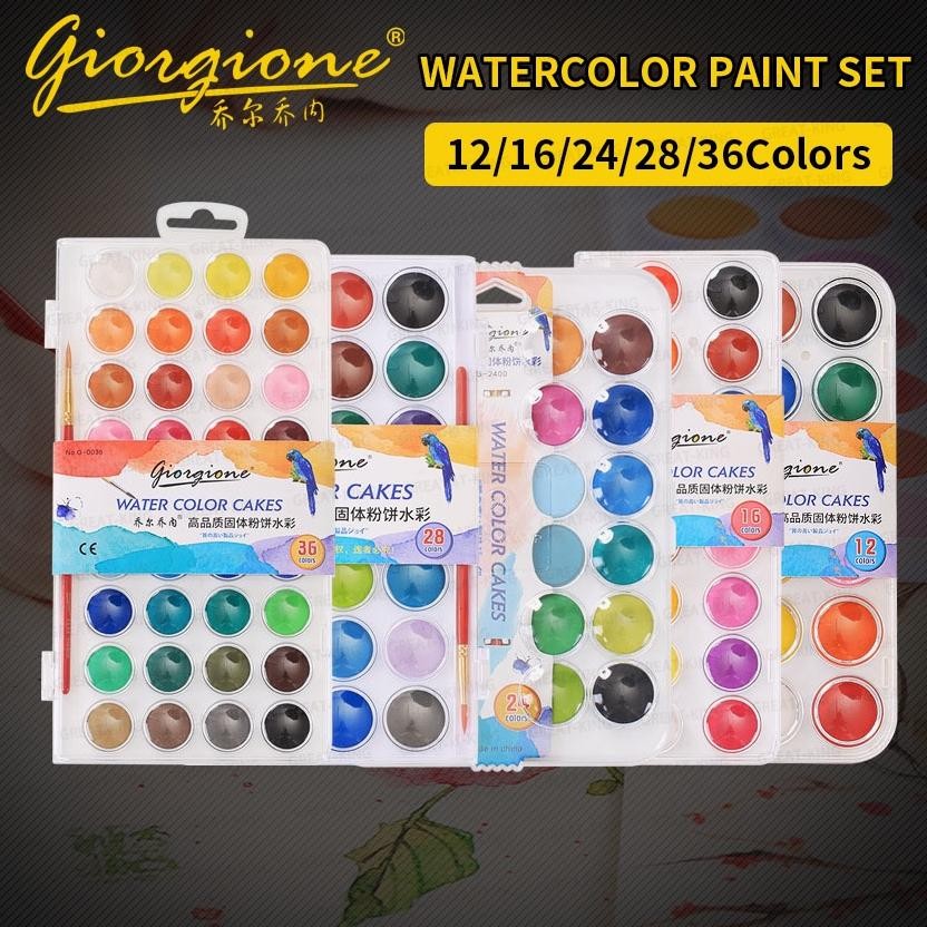 

24/36 Warna Artis Grafiti Alat Aquarelle Akrilik Set Cat Kuas Pena Solid Kuas Cat Air Pigmen Lukisan Minyak AST