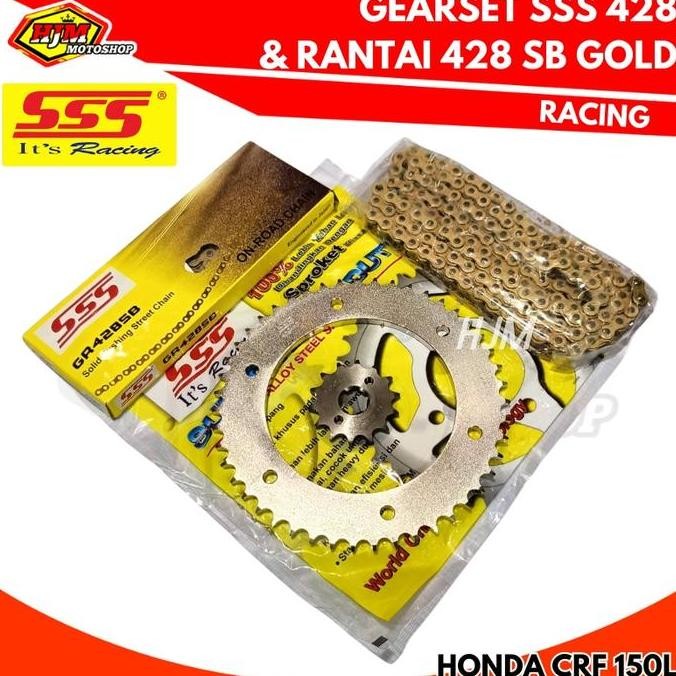 GEARSET SSS HONDA CRF 150L & RANTAI SSS 428 130L GOLD