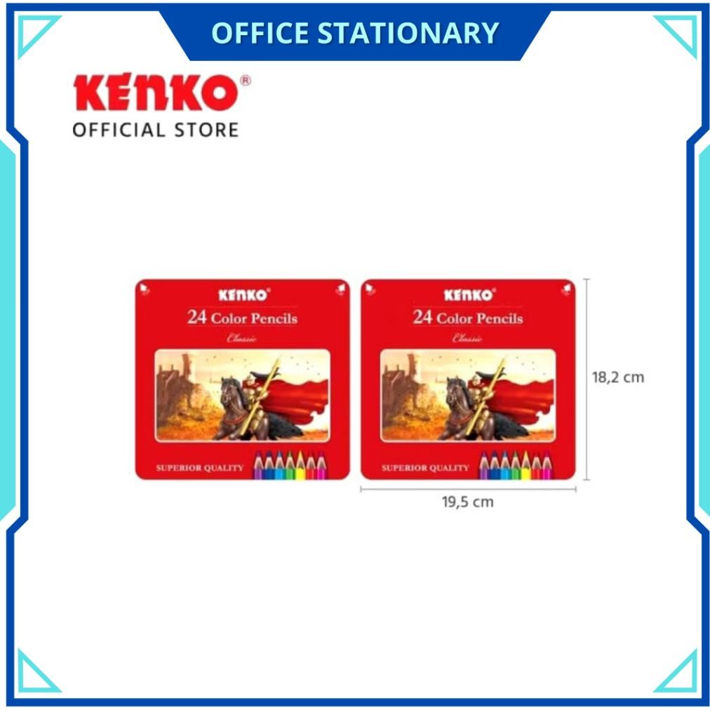 

OFS Pensil Warna KENKO 24 Warna Panjang Tin Case(Kaleng) / Pensil Mewarnai AST