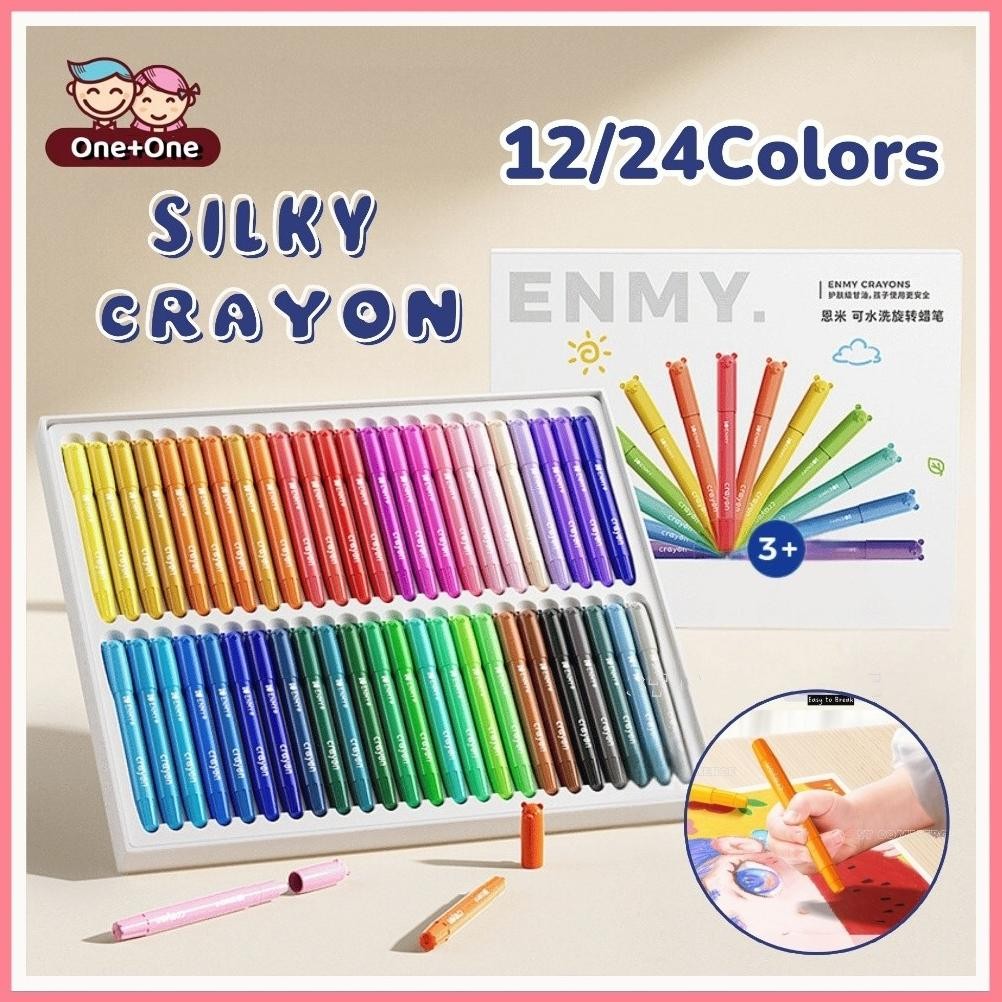 

12/24 Colors Crayons Non-toxic Not Dirty Hand Drawing Washbale Silky Crayon for Students Kids Child AST