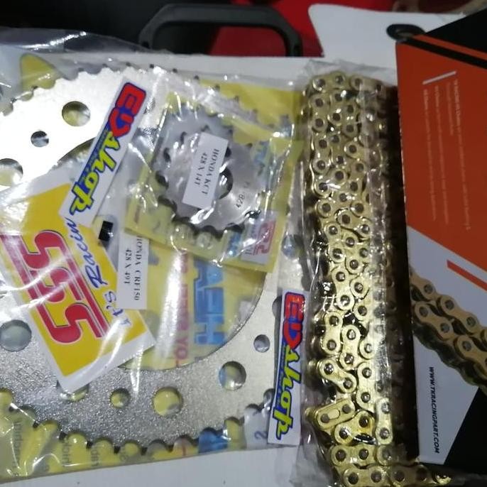 gear SET 428 SSS RANTAI TK CRF150 CRF 150 SUPERMOTO CROSS GOLD GER GIR